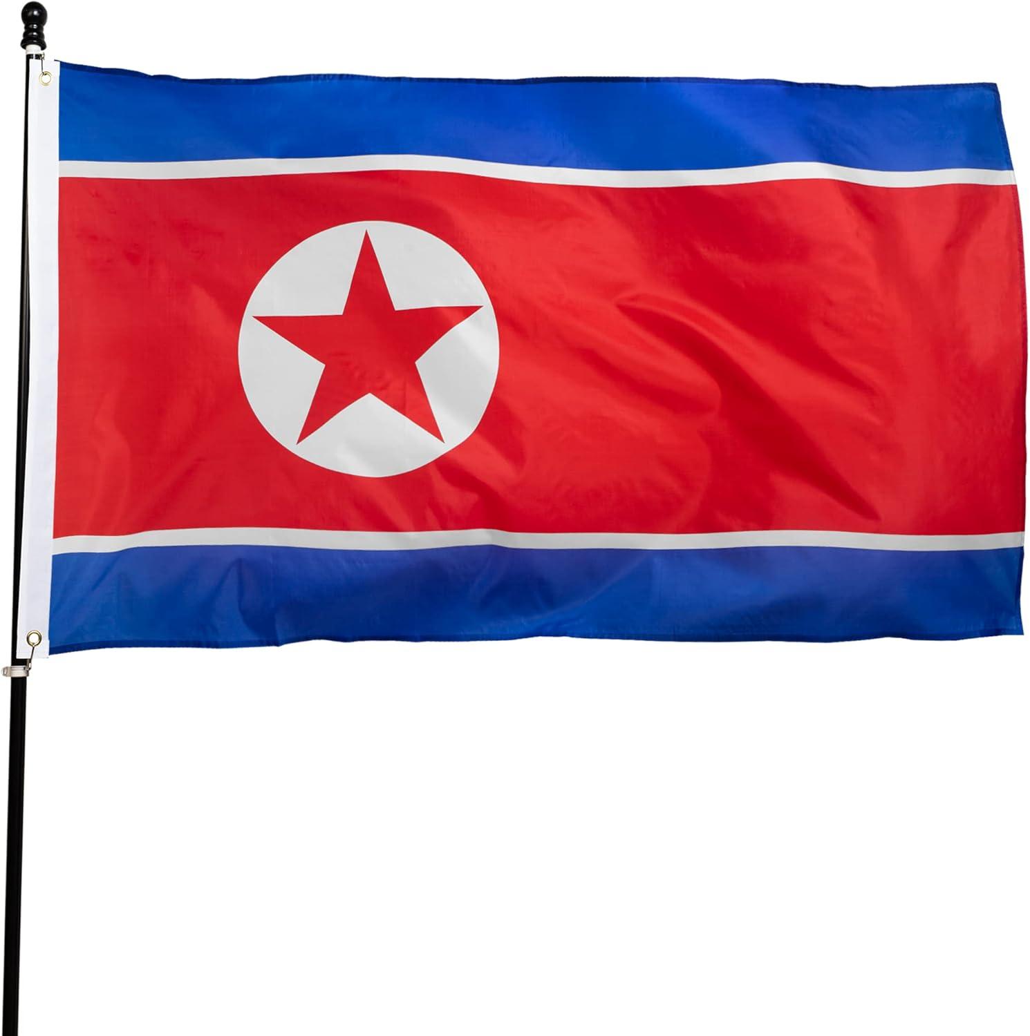 North Korea Flag 3x5 Foot Polyester with Brass Grommets