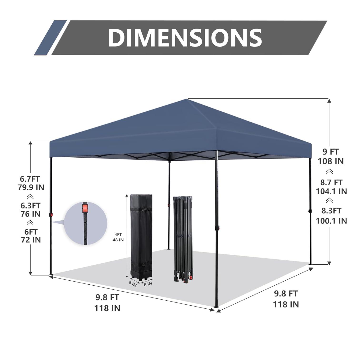 YRLLENSDAN Pop Up Canopy 10x10, Pop Up Tents for Parties 10x10 Outdoor Canopy Pop Up Tent Canopy Waterproof Canopy UV Protection Shade Tent for Backyard Popup Tent 10x10, Blue
