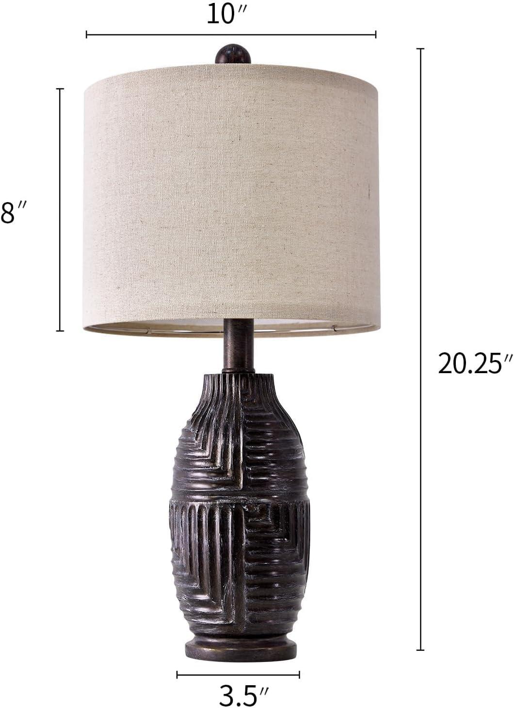 20.25" Black Resin Farmhouse Table Lamp with Beige Shade