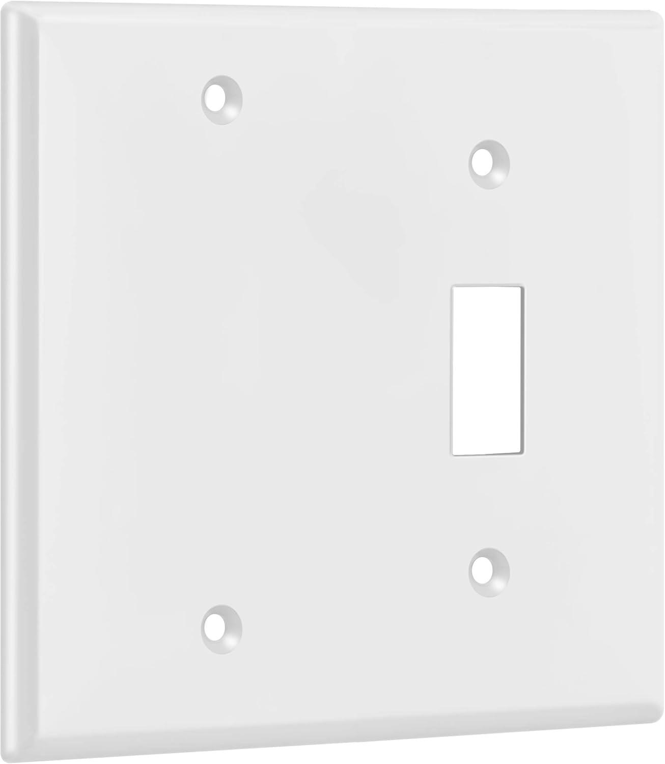 ENERLITES Combination Toggle Switch / Blank Device Wall Plate, Standard Size, 2-Gang, Light Switch Cover, Polycarbonate Thermoplastic, UL Listed, White