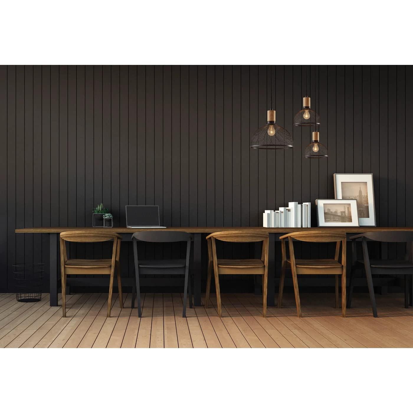 Large Dale Pendant Black - Adesso: Industrial Style, Rubber Wood Accent, ETL Listed