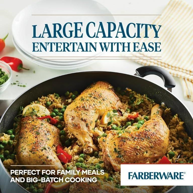 Farberware Sartén Familiar Antiadherente Easy Clean de 14", Cocina Jumbo con Tapa, Aguamarina
