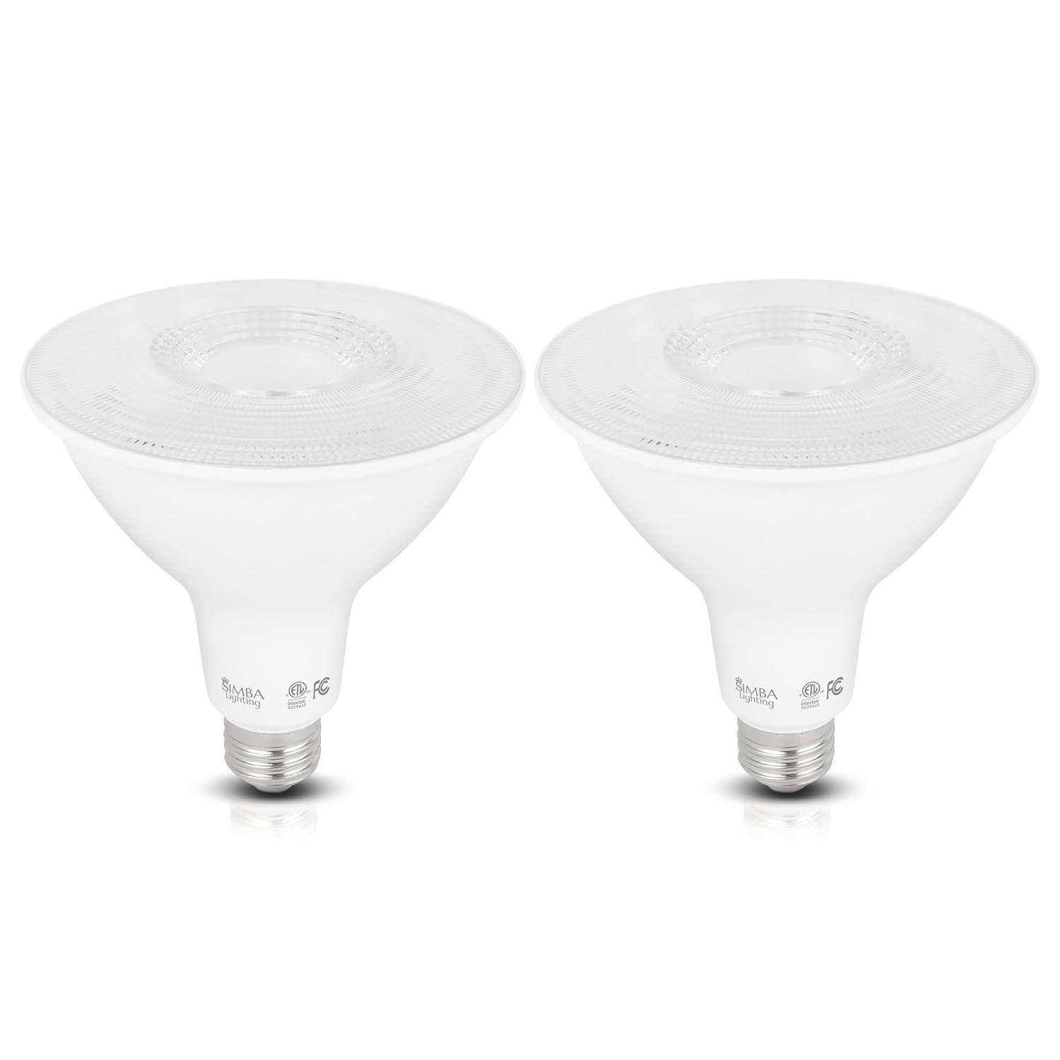 Simba Lighting LED PAR38 18W 38 Spotlight ETL Listed 180W Replacement Bulbs 120V Dimmable E26 5000K Daylight 2-Pack