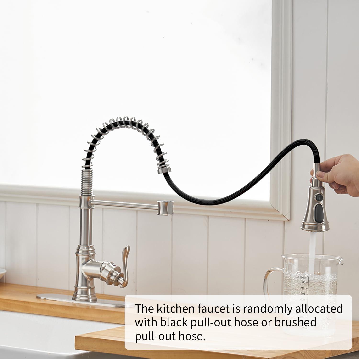 Single-Handle Pull-Down Sprayer 3 Spray High Arc Kitchen Faucet With Deck Plate