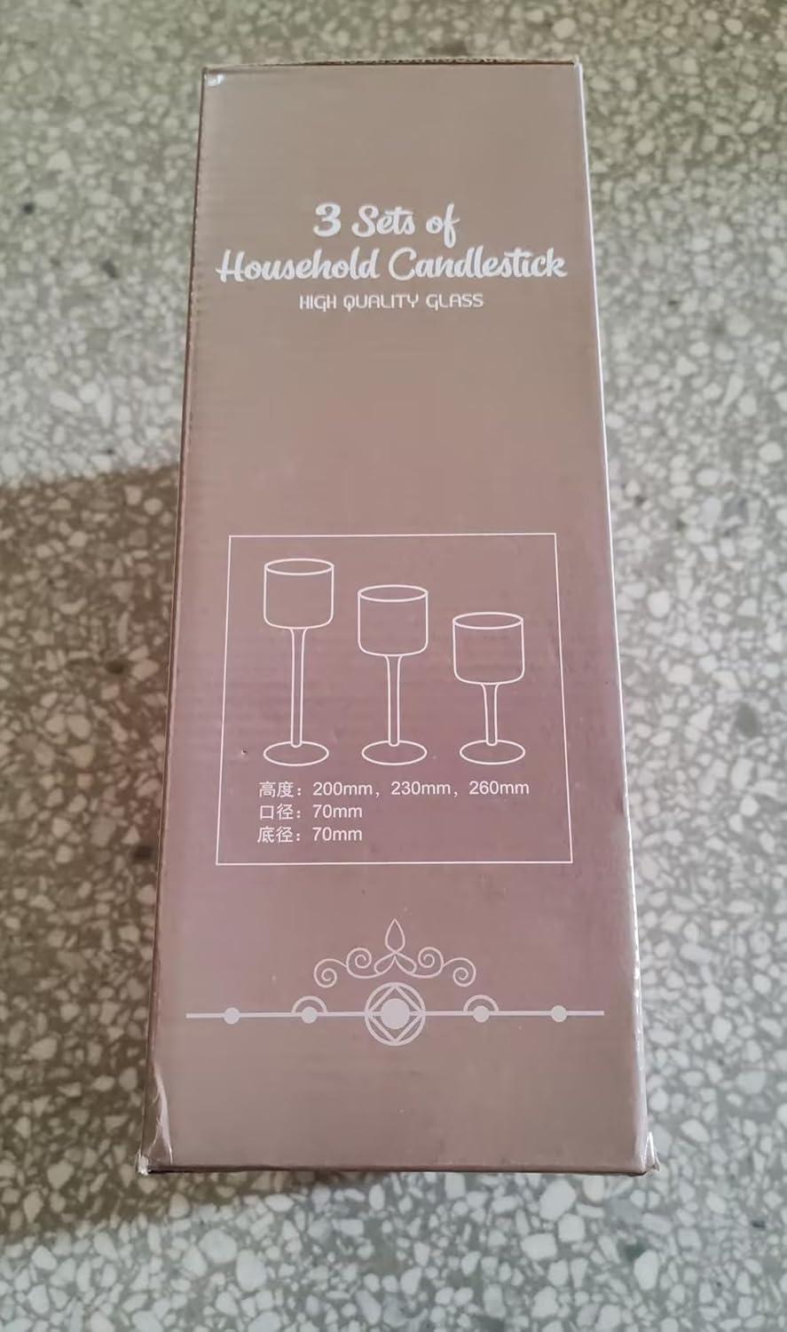 Nuptio Hurricane Glass Candle Holder Tea light Candle Holders ，3Pcs Tall Tealight Candle Holder Votive Candle Holders for Table Centerpiece Home Decoration