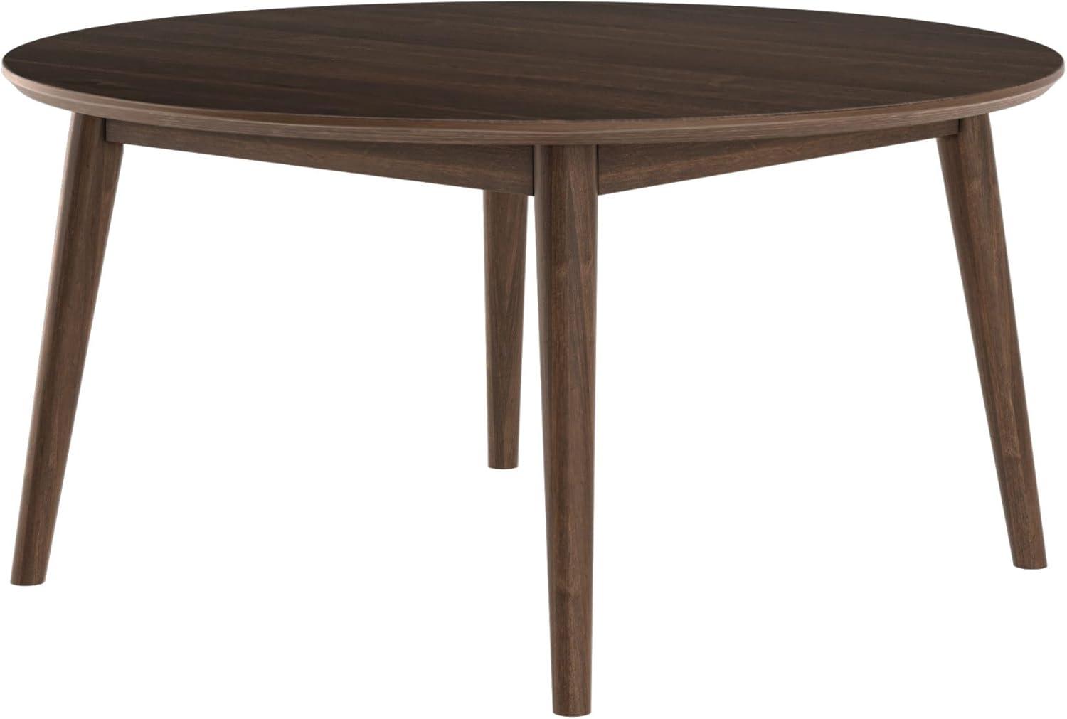 Mid Century Modern Round Walnut Wood Coffee Table, 36 Inch