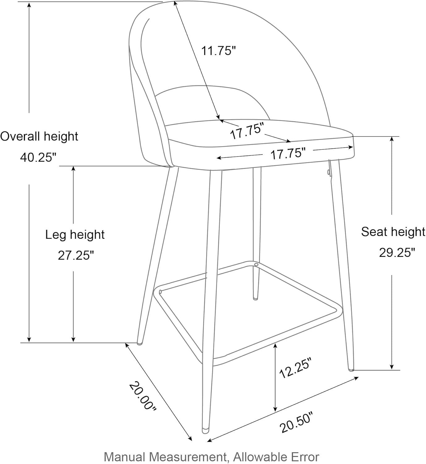 Set of 2 Leatherette Barstools with Tapered Metal Legs - Glitzhome