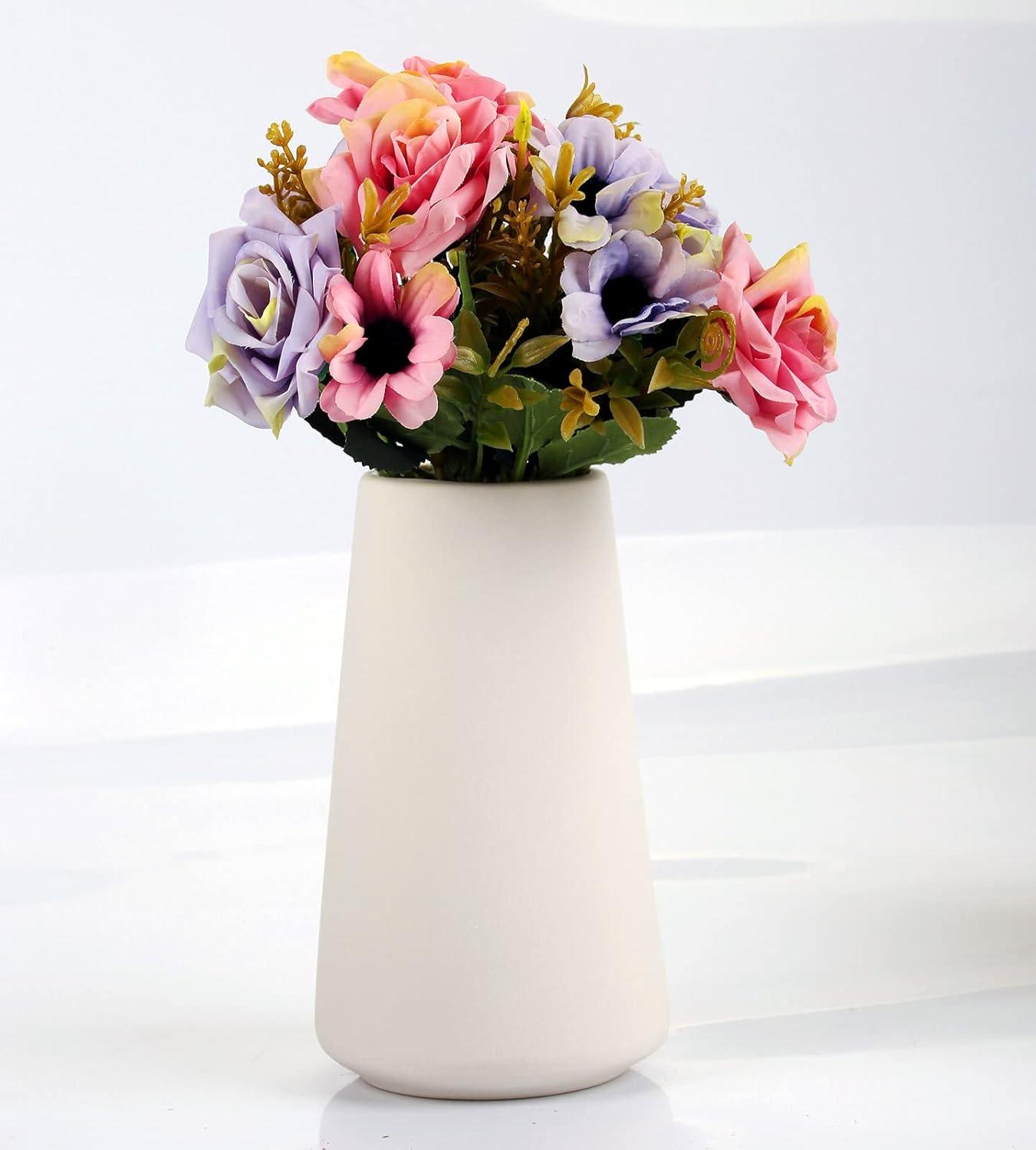 Elegant White Ceramic Modern Table Vase, 6"