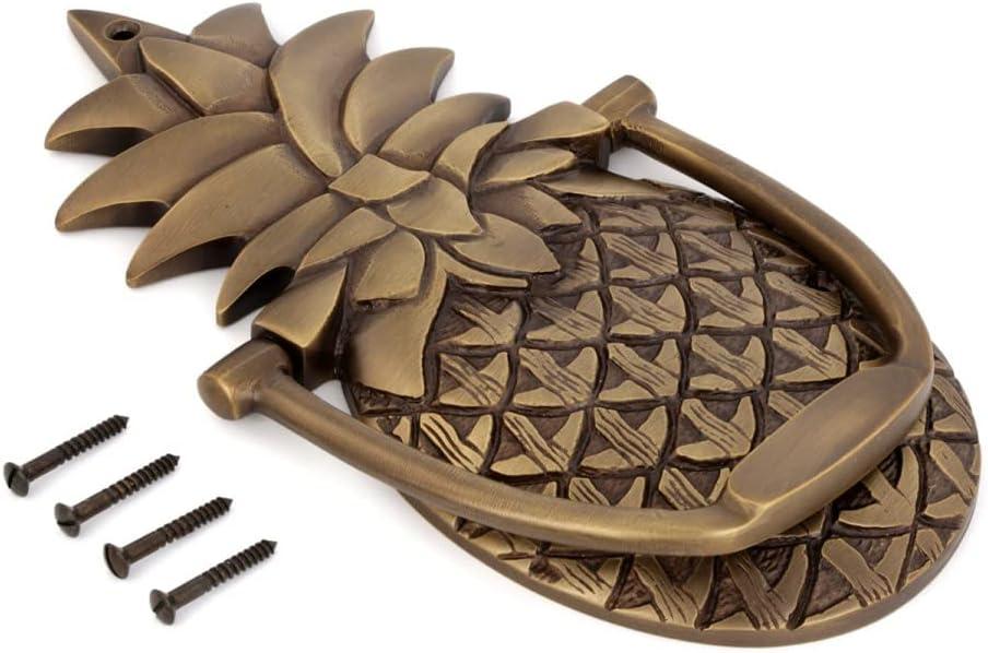 Renovators Supply Manufacturing Door Knockers for Front Door 8 in. Antique Brass Pineapple Shaped Door Knocker with Mounting Hardware