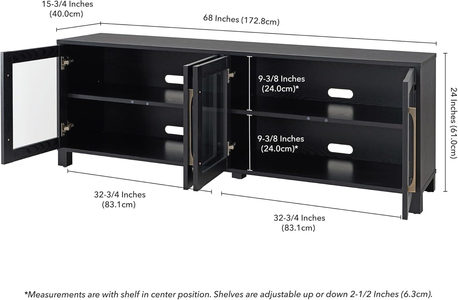 Evelyn&Zoe Quincy Rectangular TV Stand for TV's up to 75", Black Grain