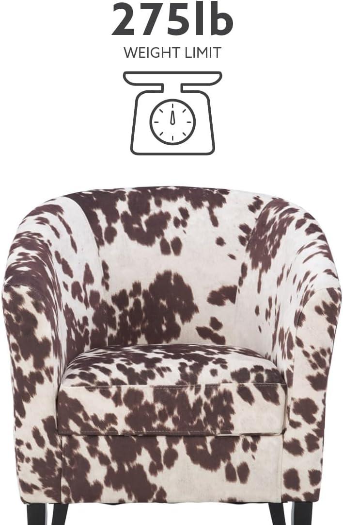Simon Modern Barrel Club Chair: Udder Madness Pattern, Microfiber - Linon