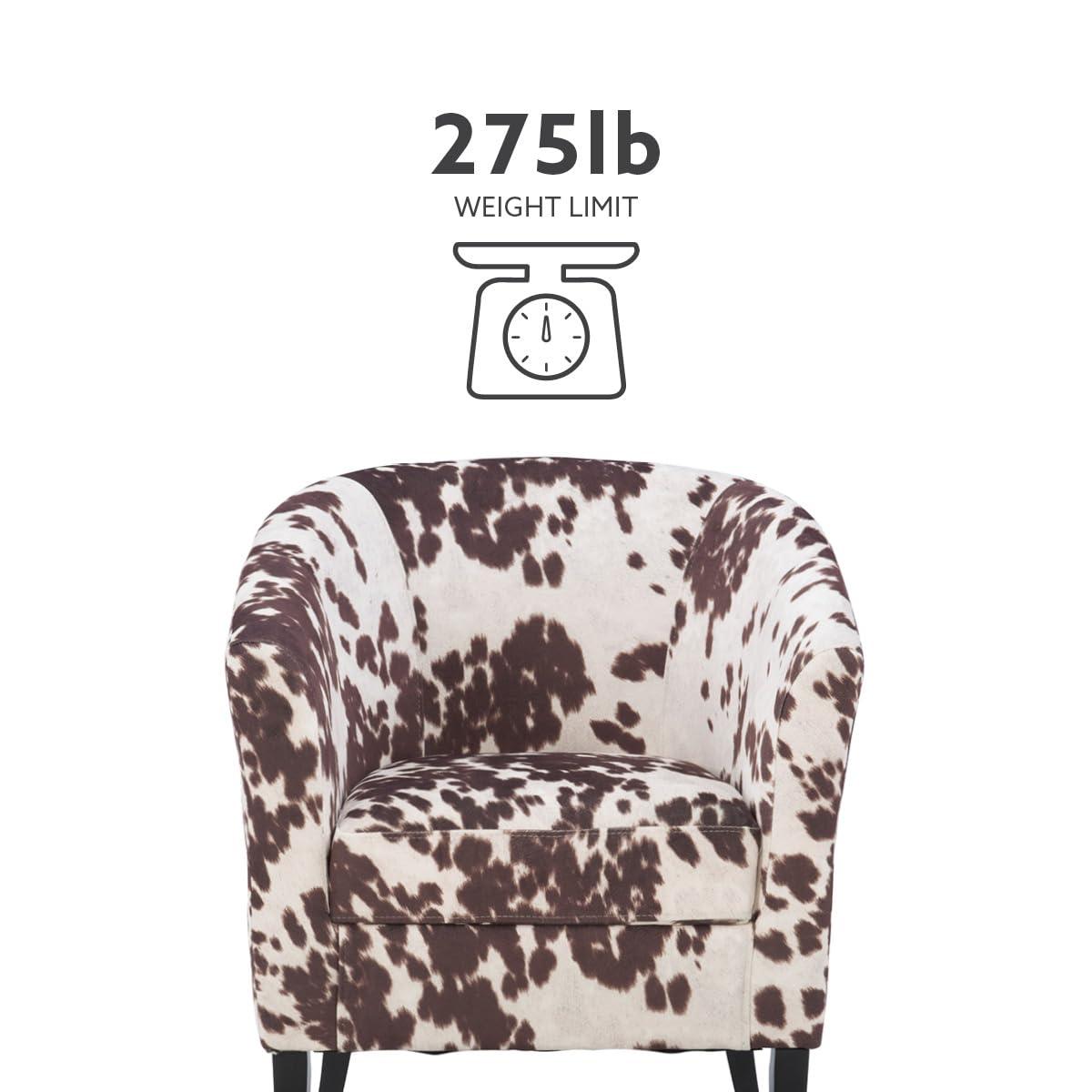 Simon Modern Barrel Club Chair: Udder Madness Pattern, Microfiber - Linon