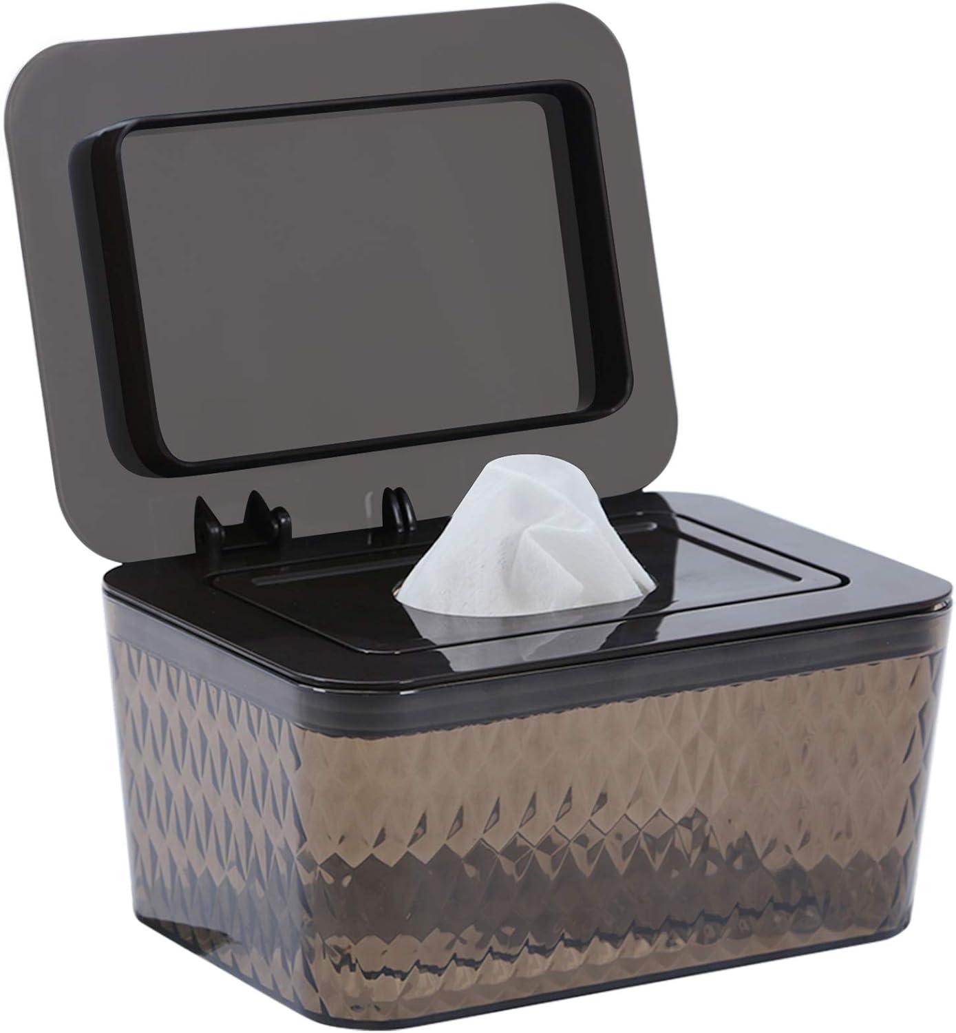 Brown Diamond Pattern PVC Wipes Dispenser with Seal Lid