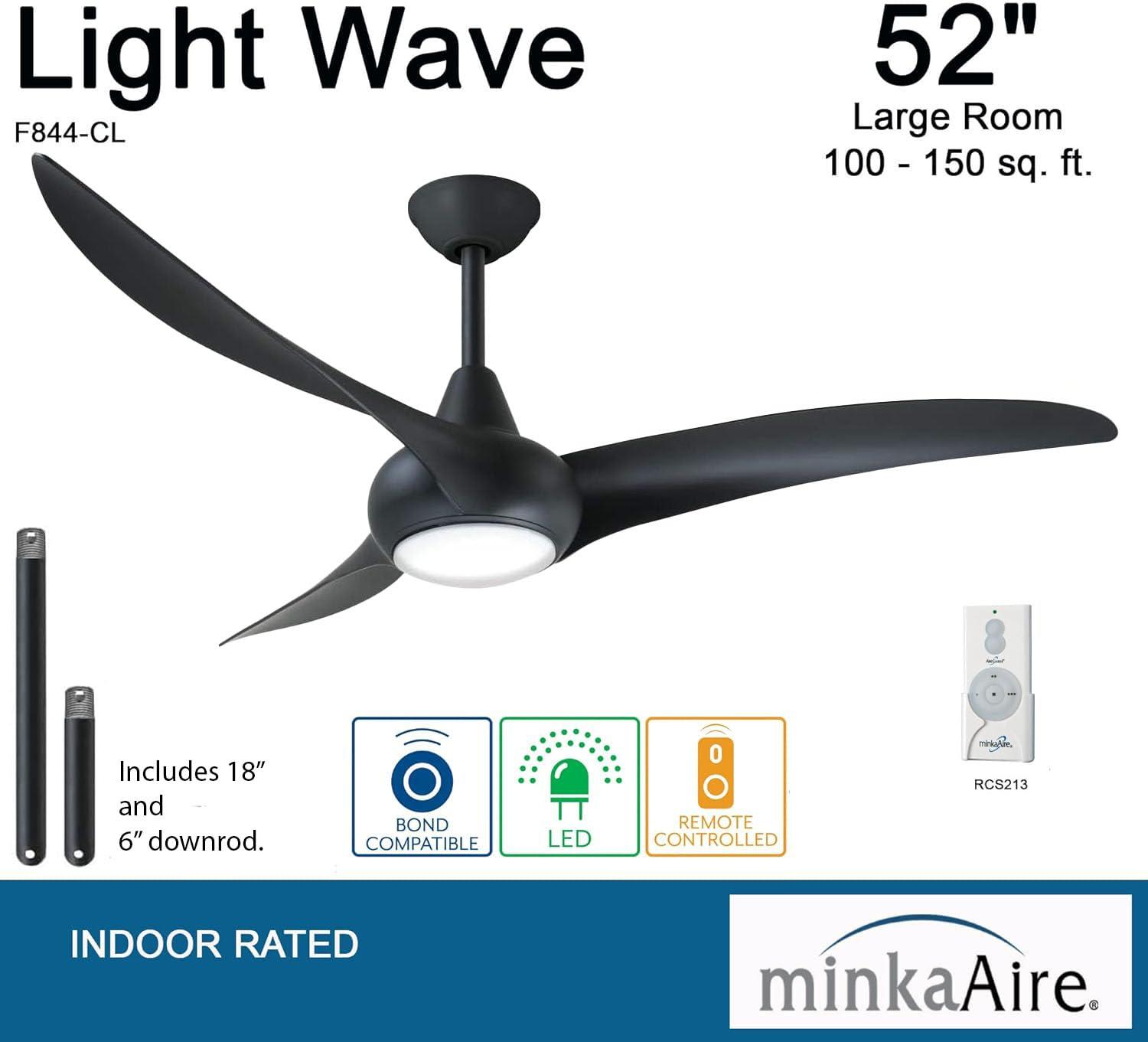 52" Wave 3 - Blade LED Propeller Ceiling Fan with Remote Control and Light Kit Included