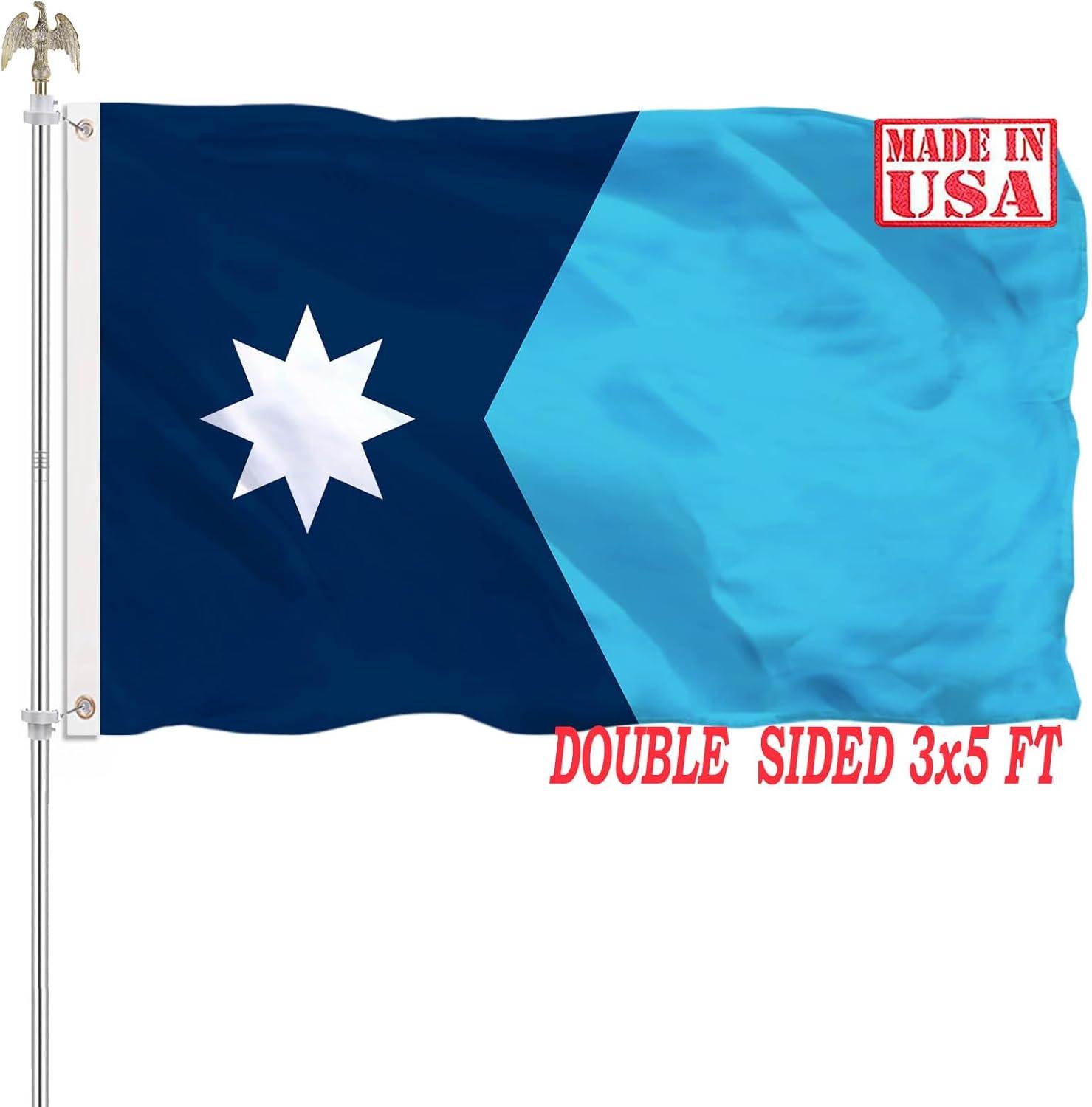 New Minnesota State Flag 3x5 Outdoor MN Flag 2 Rows Stitched Edge Canvas Header with 2 Brass Grommets