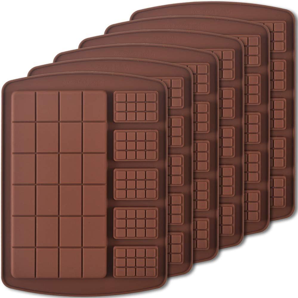 Brown Silicone Nonstick Chocolate and Candy Bar Molds, Set of 6