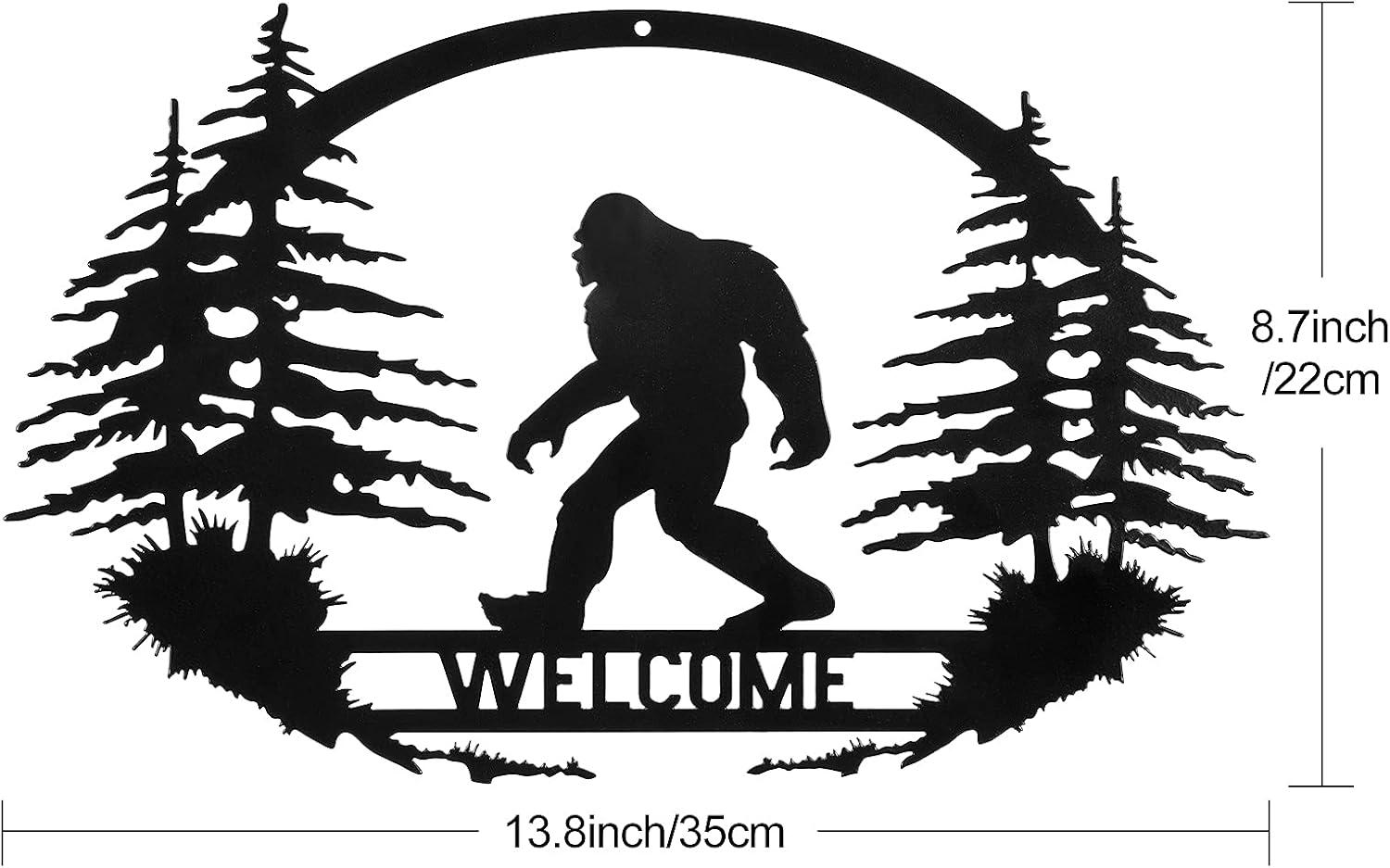 CINPIUK Bigfoot Wall Art Decor, Welcome Sasquatch Metal Sign Indoor Outdoor Farmhouse Christmas Wall Hanging Ornament Home Garden Yard Garage Decor Housewarming Gift, 14 Inch C42