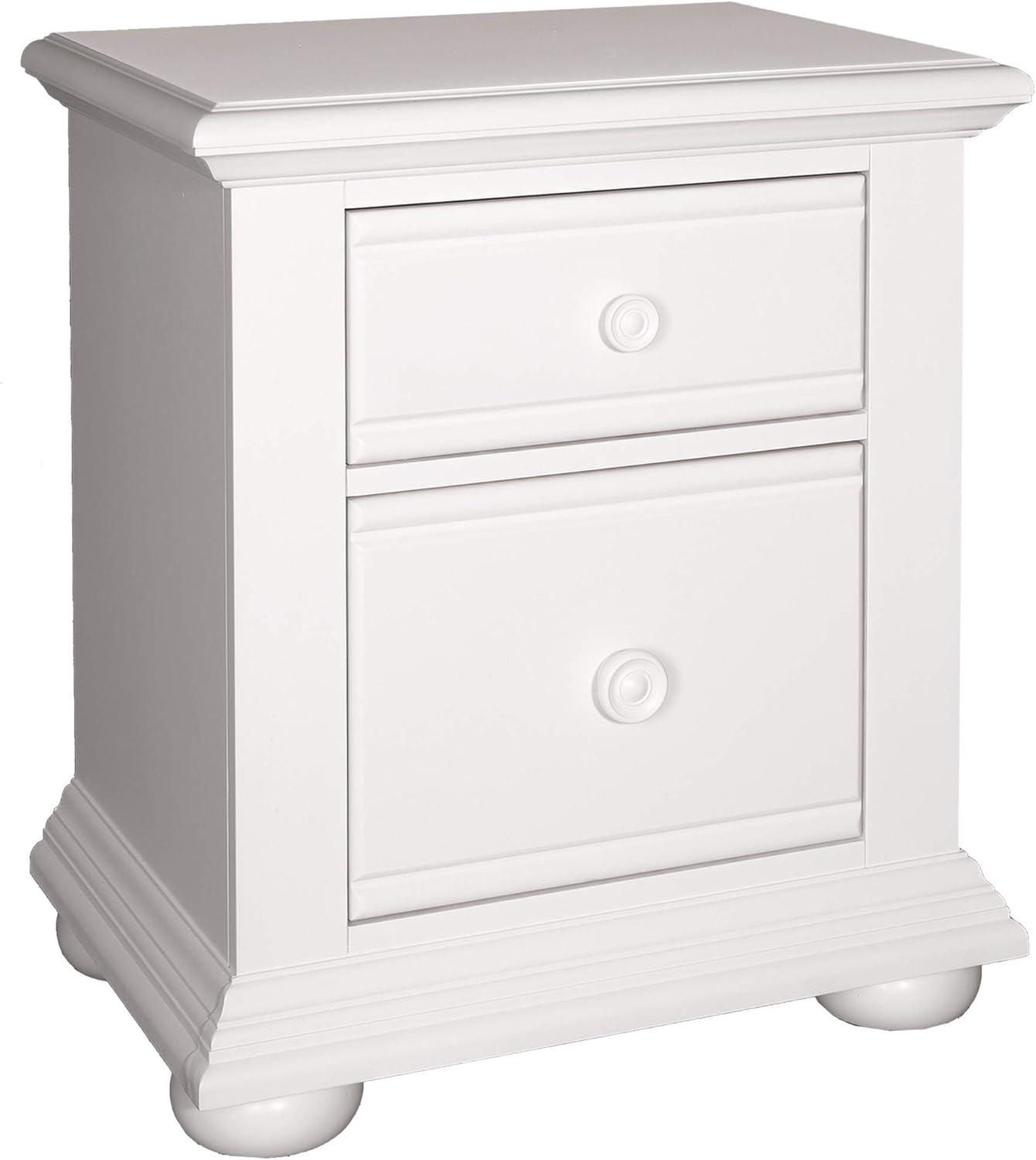 Cottage Charm White 2-Drawer Nightstand with Bun Feet