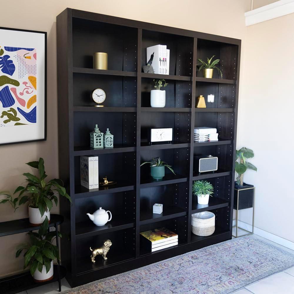 Winston Porter Aliette Triple Wide Wood Bookcase, 18 Bookshelf, 84 inch Tall Storage and Display Bookshelf for Home Office and Living Room