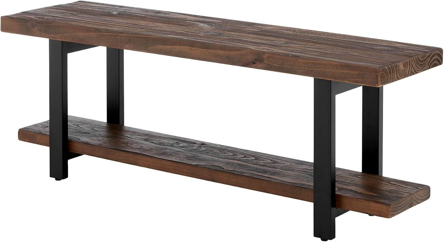 48&#34; Pomona Solid Wood and Metal Entryway Bench Brown - Alaterre Furniture