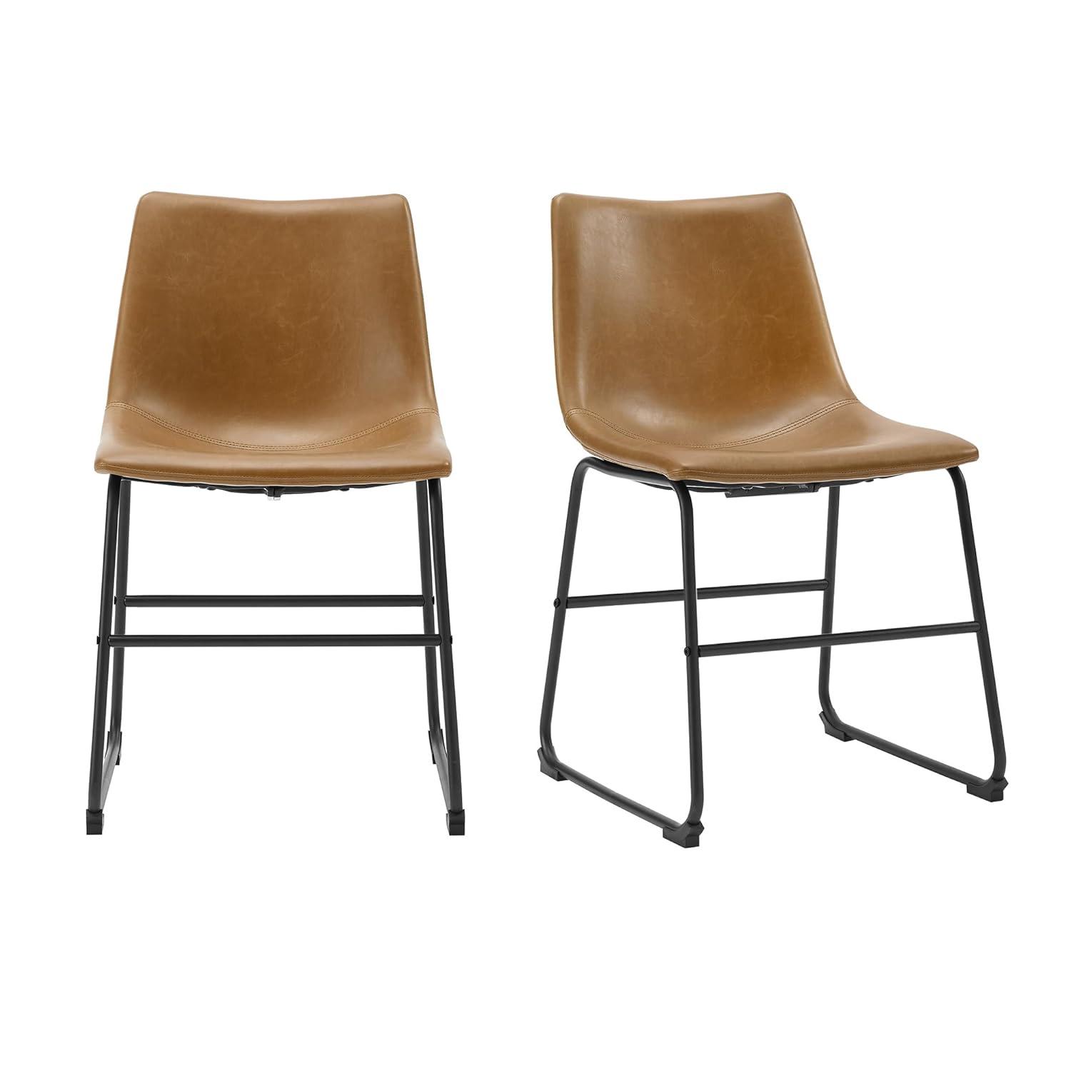 Dayton Urban Industrial Gray Faux Leather Dining Chair, Set of 2