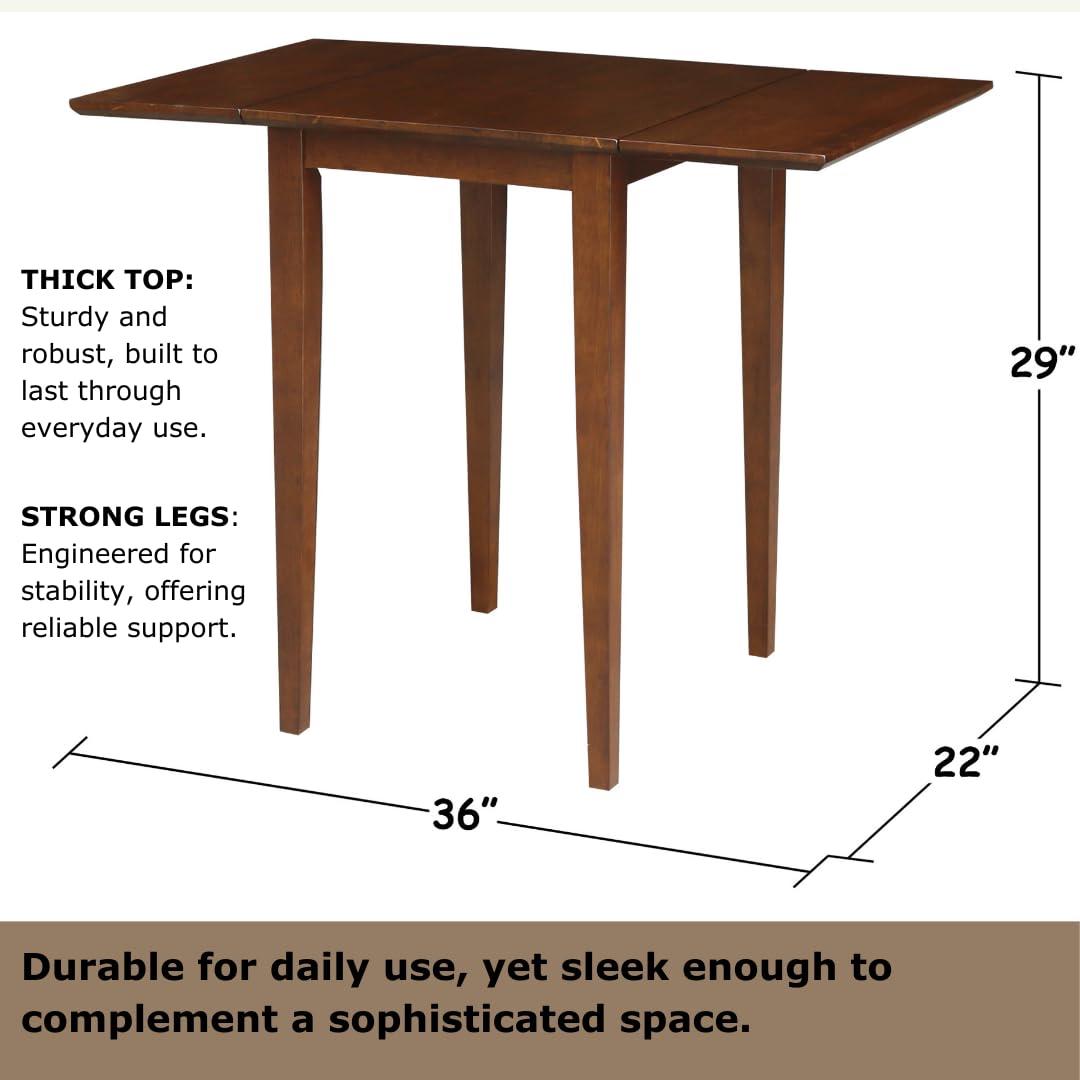 Tate Drop Dining Table Espresso - International Concepts: Hardwood, Dual 9" Leaves, Seats 4