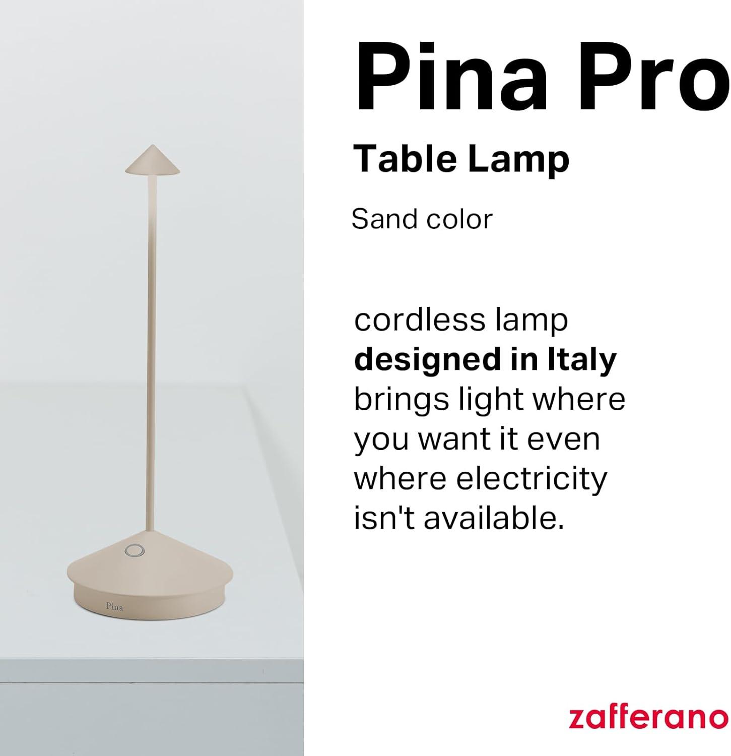 Pina Pro Sand Brown Metal Table Lamp by Zafferano America 11.4"