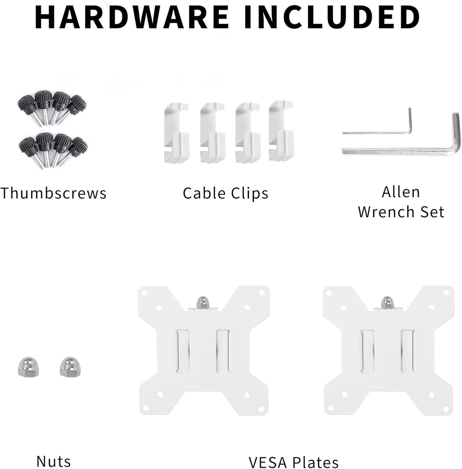 VIVO White Fully Adjustable Dual Monitor Arm for Desk Mount Stand