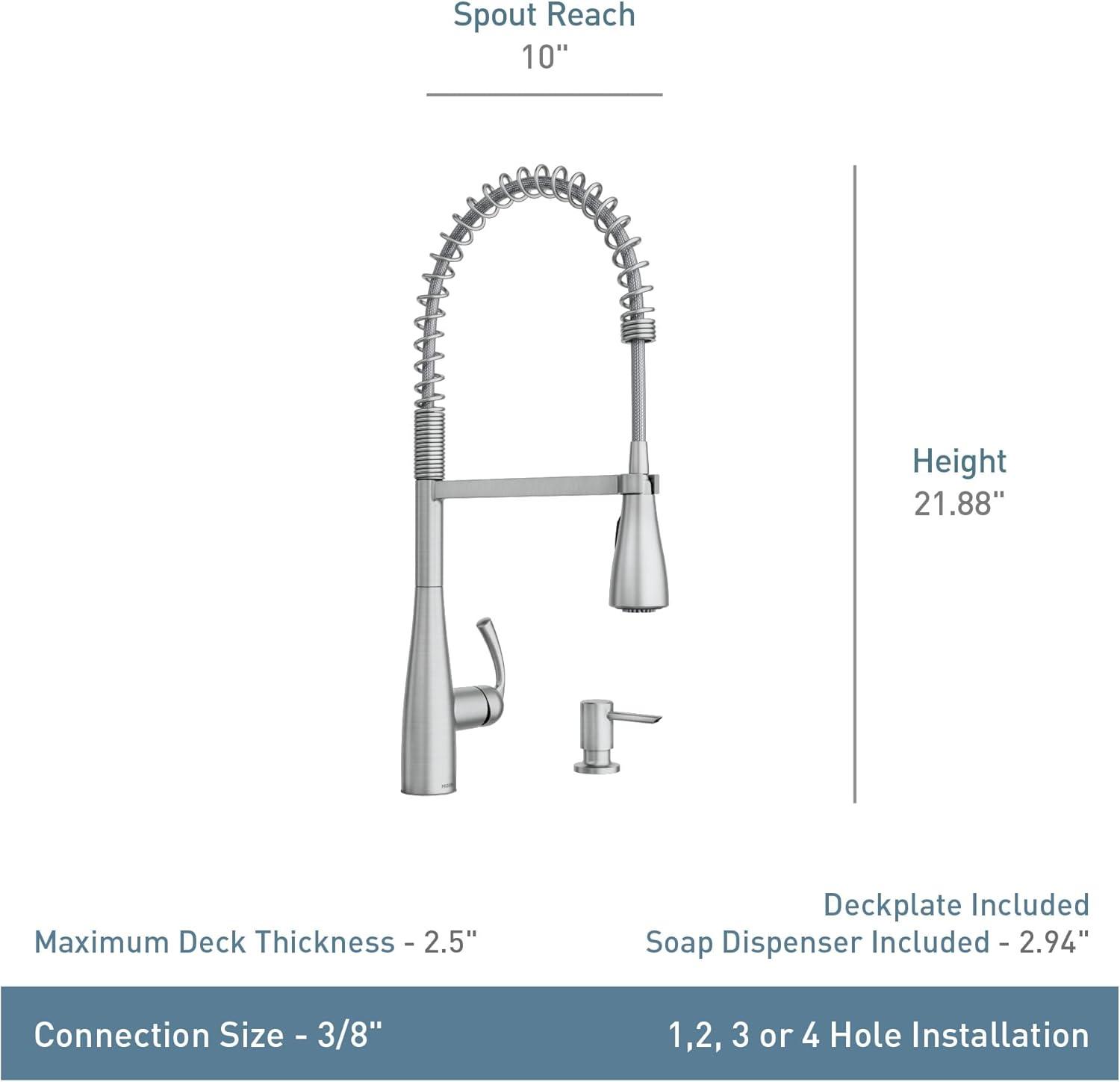 Essie Chrome High Arc Pull-Down Kitchen Faucet with Soap Dispenser