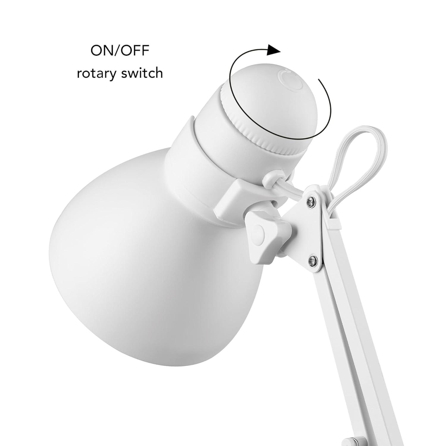 28" Architect Swing Arm Kids' Desk Lamp Matte White - Globe Electric: UL Listed, Metal Shade, 60W Max
