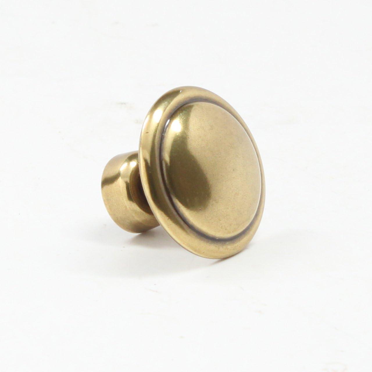 Light Antique Brass Round Cabinet Knob with Mounting Hardware