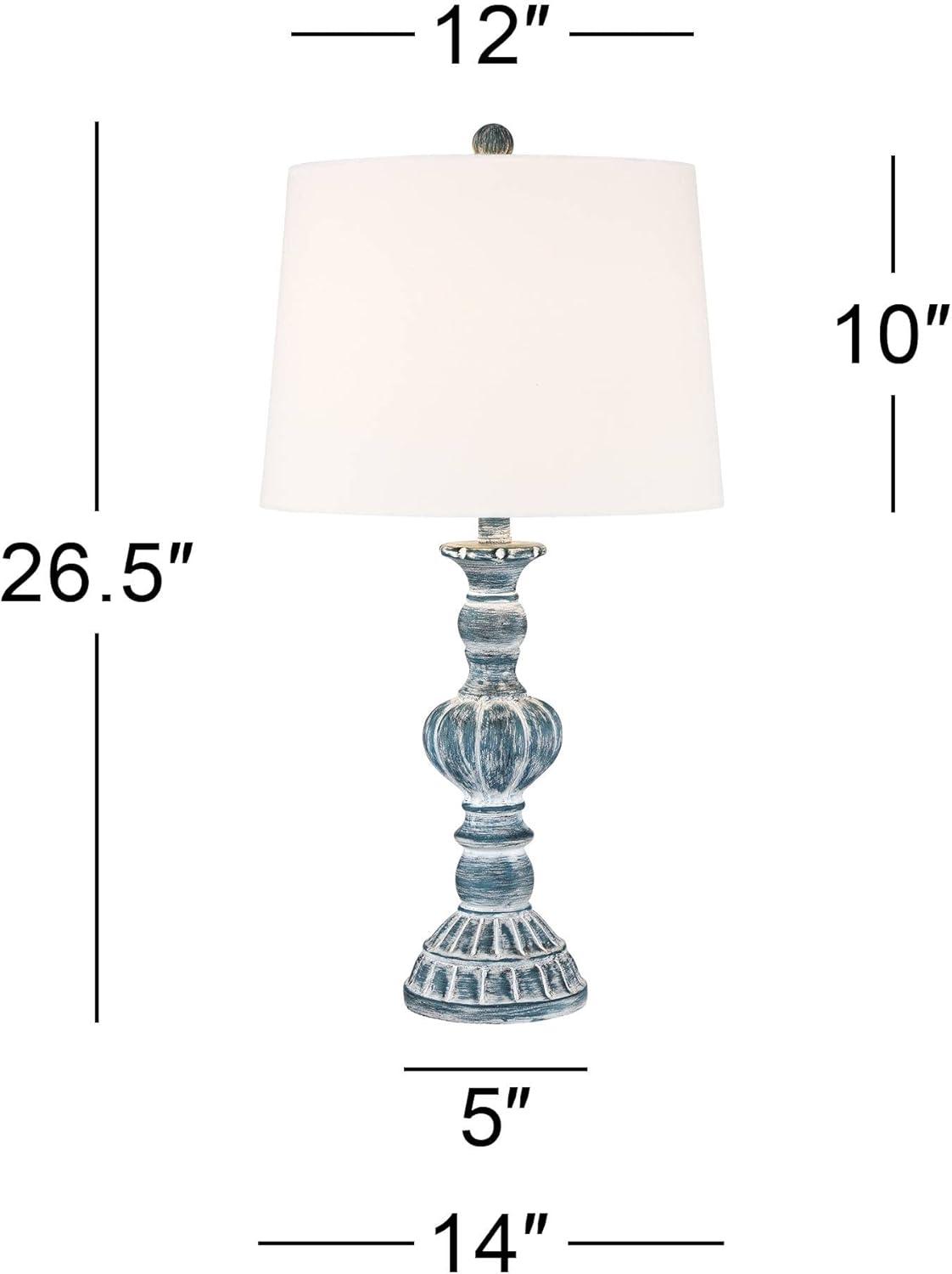 Regency Hill Tanya Traditional Table Lamps 26 1/2" High Set of 2 Blue Washed Tapered Drum Shade for Bedroom Living Room Bedside Nightstand Office Kids