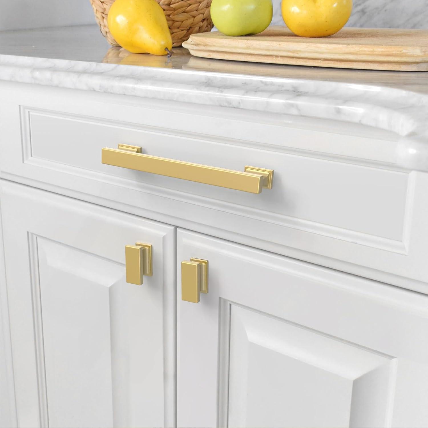 Brushed Brass 8" Transitional Cabinet Bar Pulls with Mounting Hardware