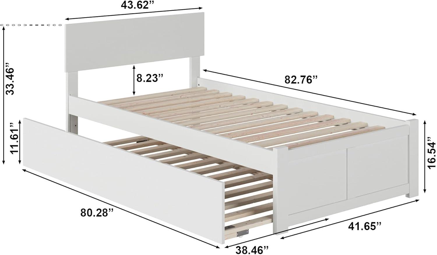 Orlando Twin Extra Long Bed with Footboard and Twin Extra Long Trundle in White