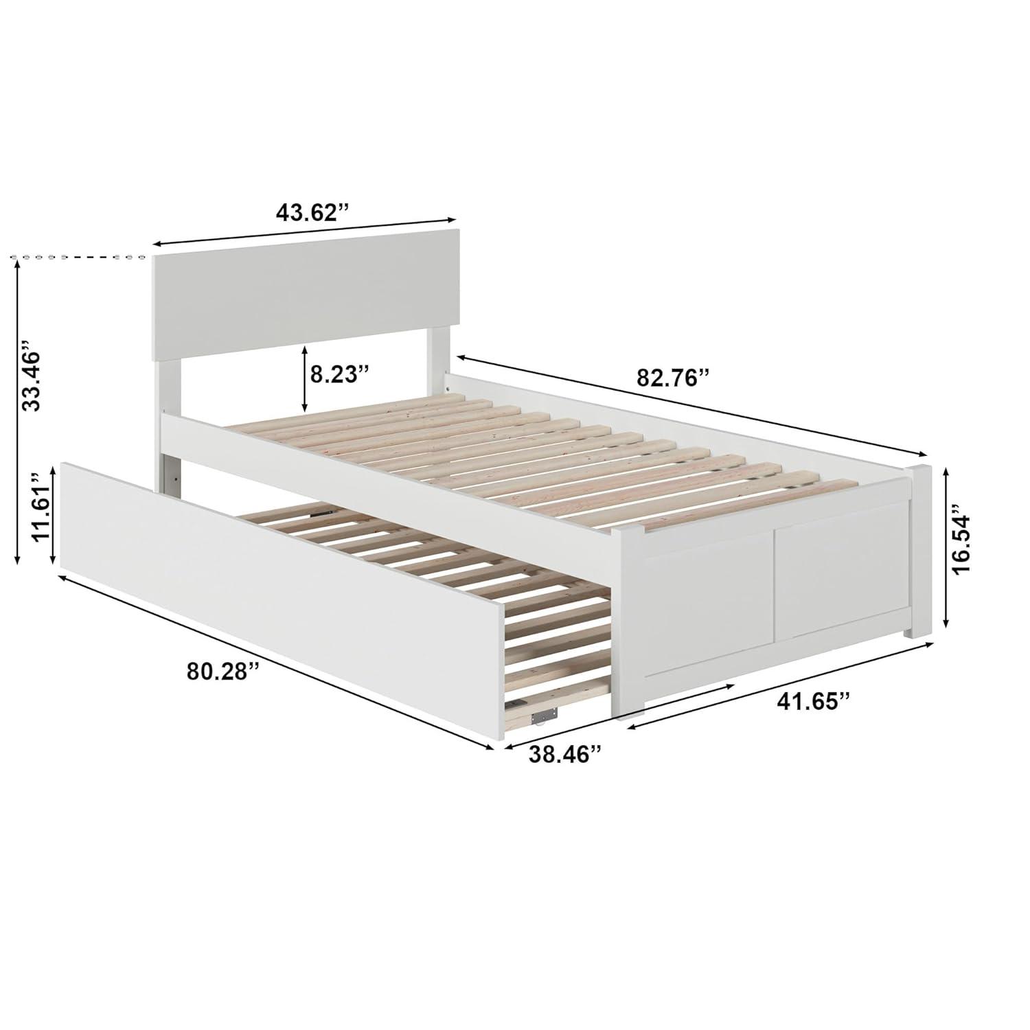 Orlando Twin Extra Long Bed with Footboard and Twin Extra Long Trundle in White