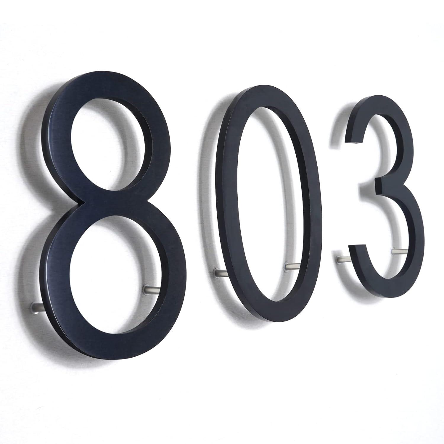 8 Inch Black Metal Floating House Number