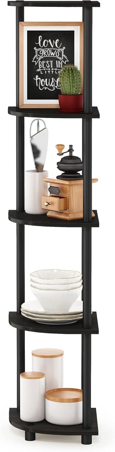 Furinno Turn-N-Tube 5 Tier Corner Display Rack Multipurpose Shelving Unit, Espresso & Black - 57.7 x 11.6 x 11.6 in.