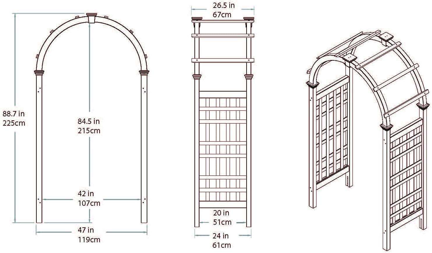 Rosewood Cedar Garden Arbor with Canopy, 88.75"H