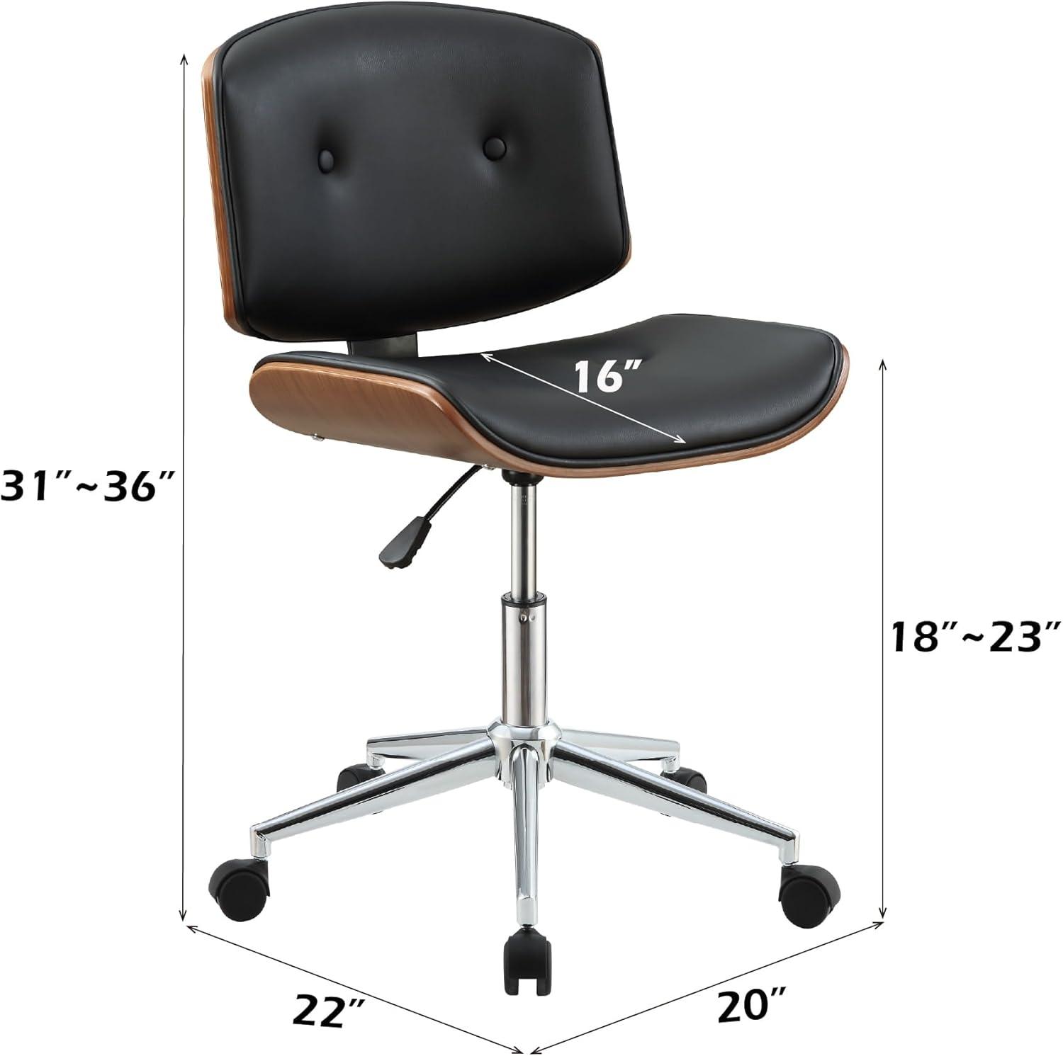 Miekor Furniture Camila Office Chair in Black Pu & Walnut