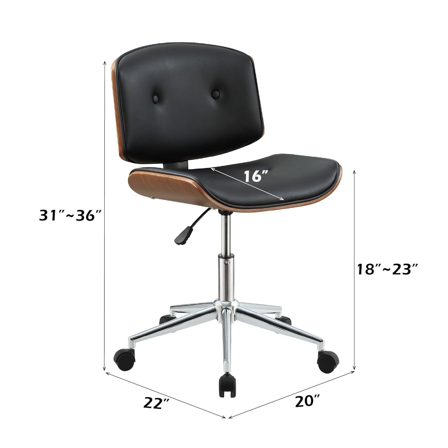 Miekor Furniture Camila Office Chair in Black Pu & Walnut