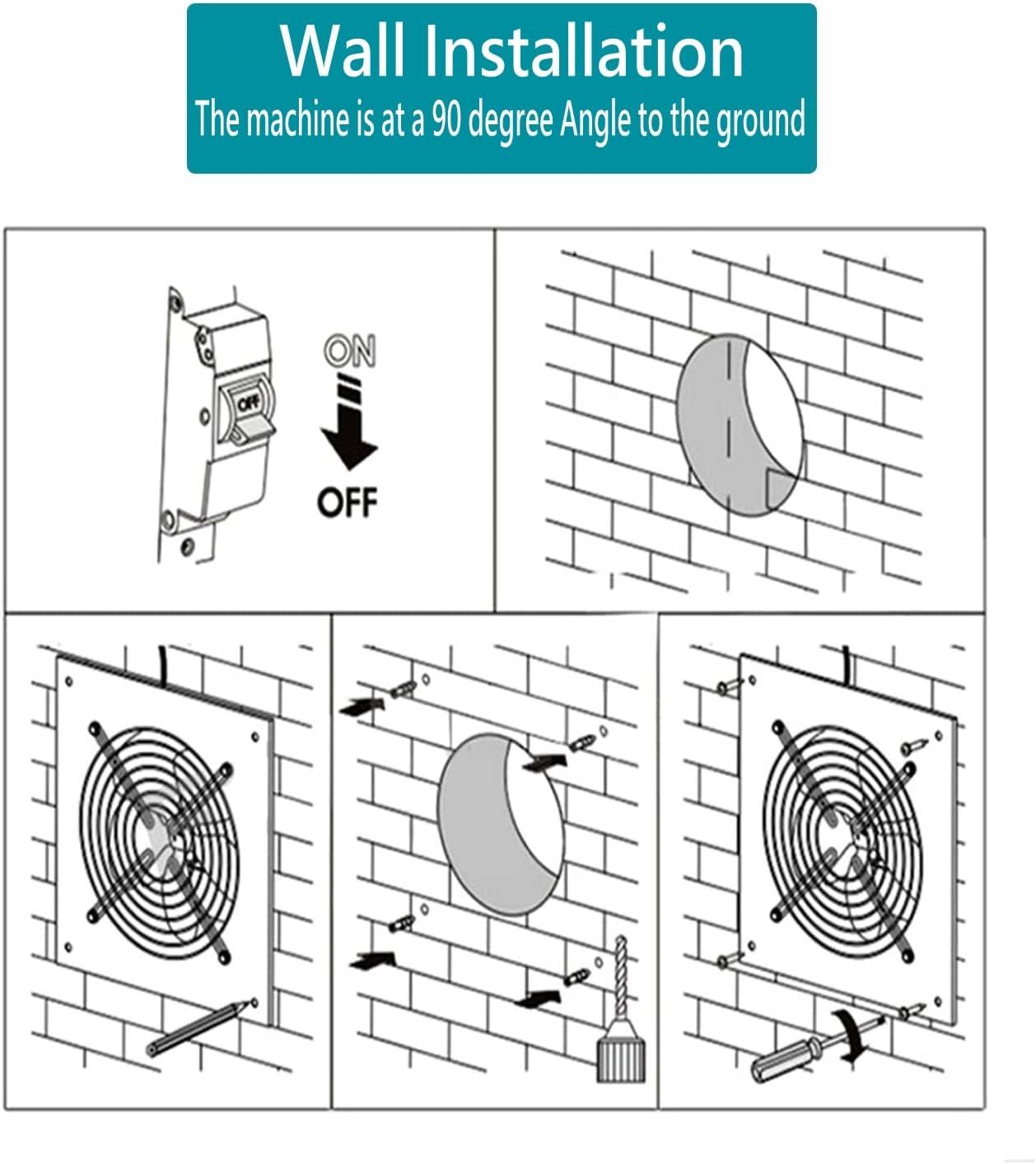 Nalle 8 inch Exhaust Fan 80W 500CFM Through-wall installation Ventilation Fan 110V Exhaust Smoke Fan Ventilation for Kitchen,Bathroom,laundry room,Toilets,Garage,Shopping Mall (Black