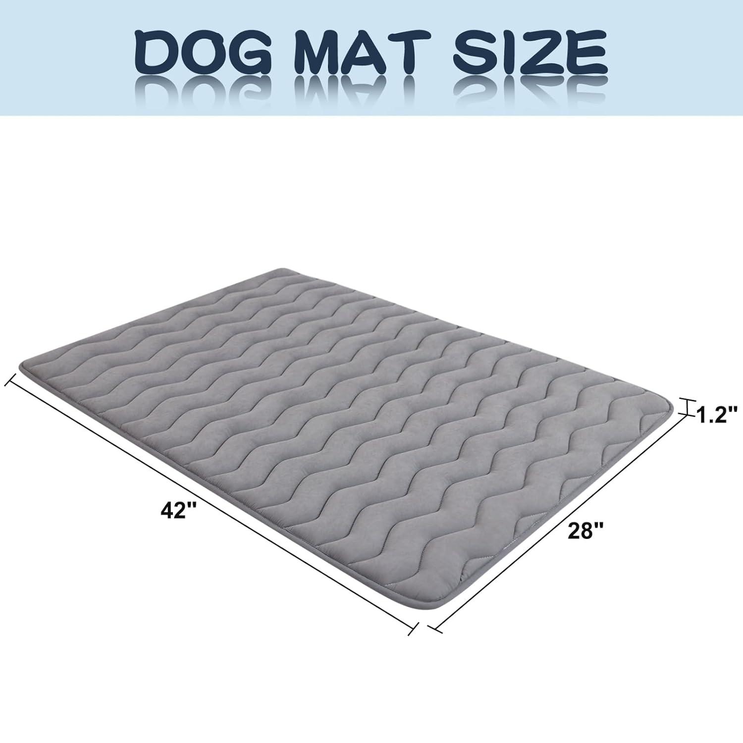 Paw Inspired Washable Padded 42" Crate Mats for Dogs | 41" x 28" Size, Fits 42-inch Kennels | Anti-Slip, Leakproof, Waterproof, Reusable Plush Pet Pads (Gray)