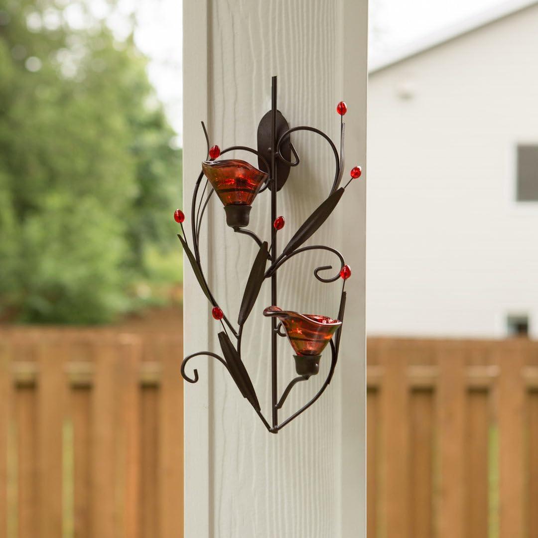 Set of 2 Red Delicate Tealight Candle Sconces