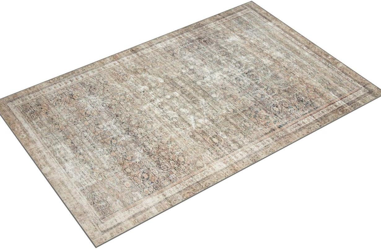 Jules Oriental Power Loomed Polyester Area Rug in Ink / Terracotta