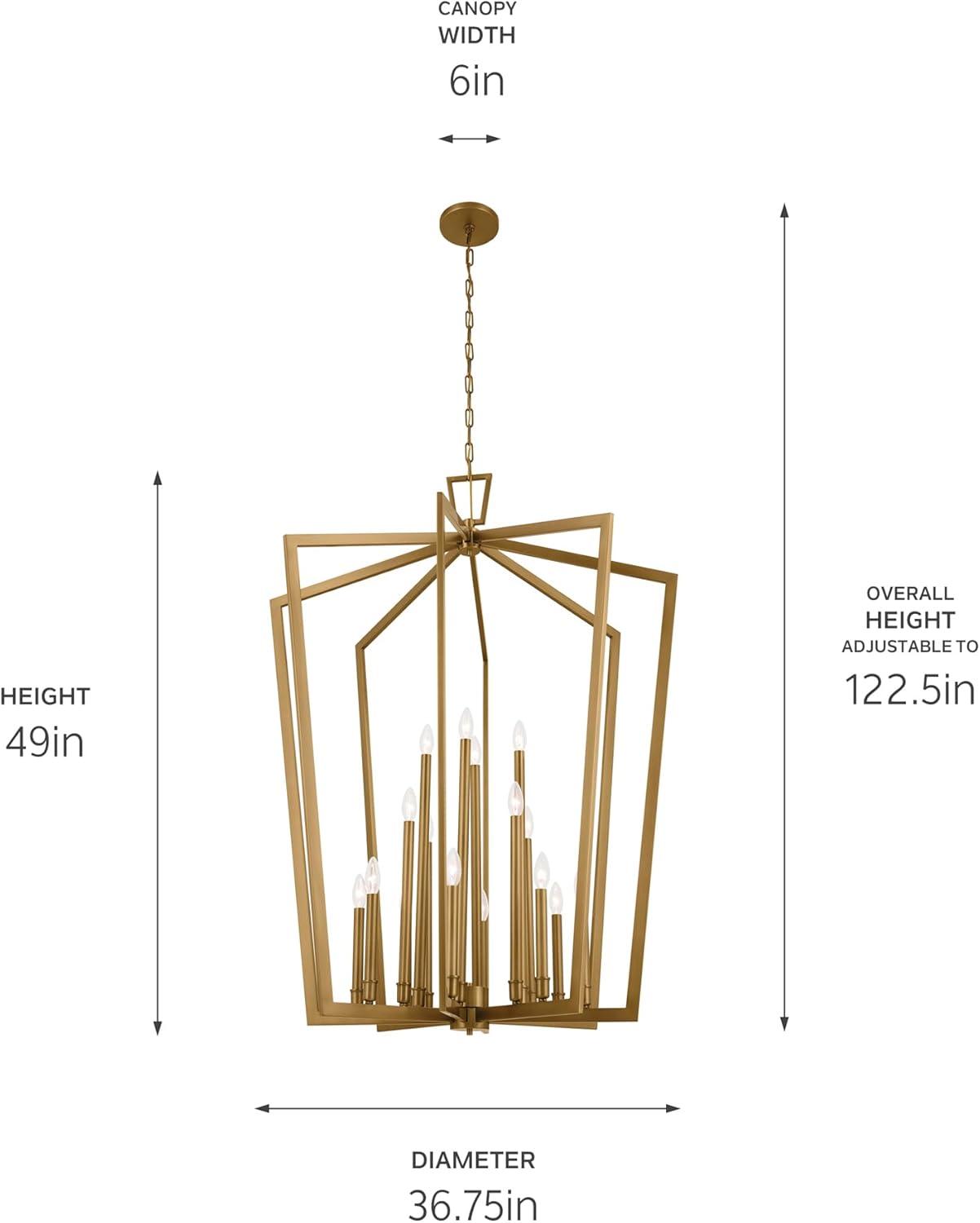 16 Light Pendant in Traditional Style-49 inches Tall and 36.75 inches Wide-Natural Brass Finish Bailey Street Home 147-Bel-5035686