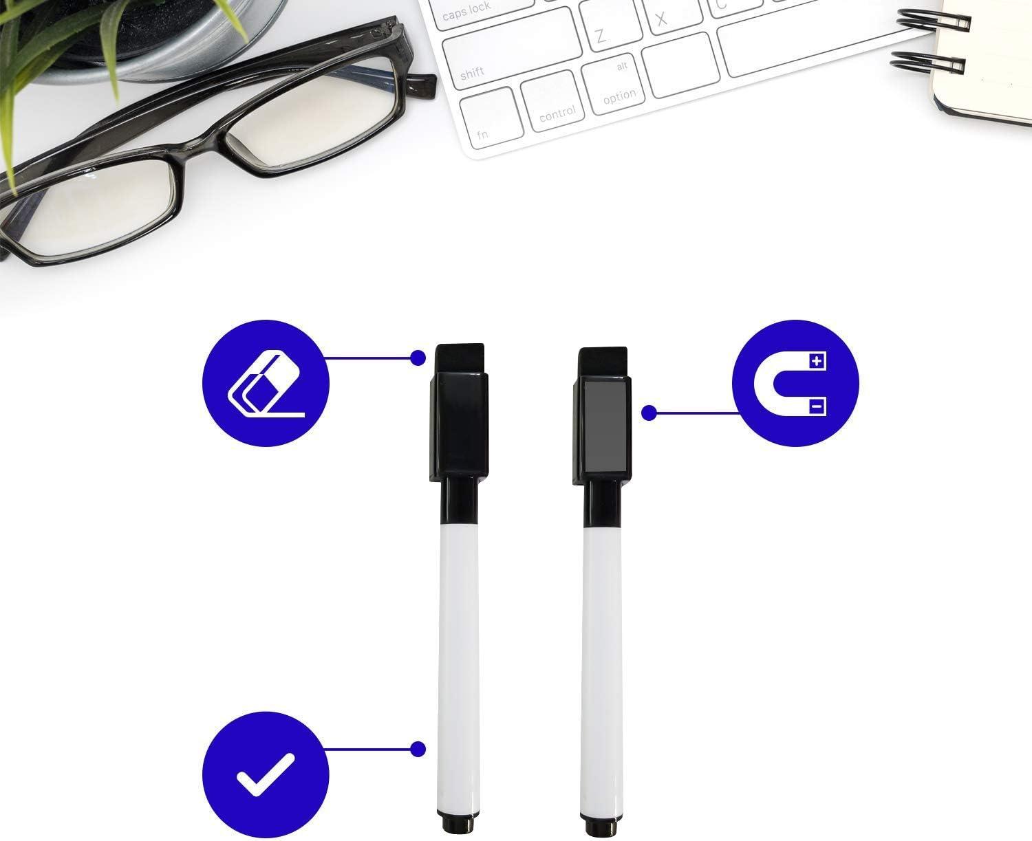 Dry Erase Markers - Magnetic Whiteboard Markers with Cap Mounted Eraser - Markers For Dry Erase Board - Fine Tip Marker For Whiteboard Low Odor (50)