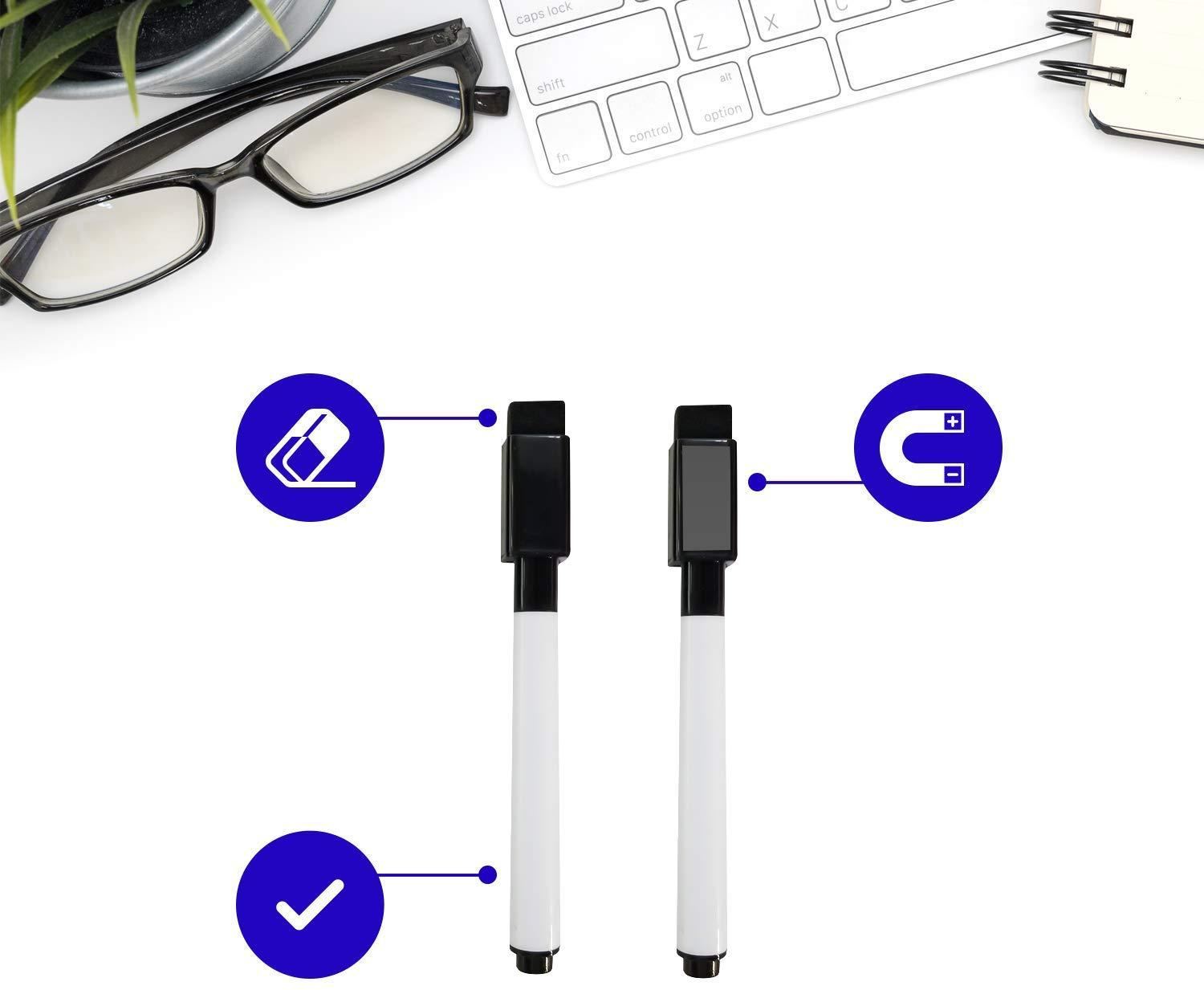 Dry Erase Markers - Magnetic Whiteboard Markers with Cap Mounted Eraser - Markers For Dry Erase Board - Fine Tip Marker For Whiteboard Low Odor (50)