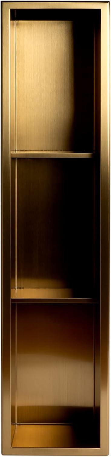 Brushed Gold Stainless Steel Triple Shelf Shower Niche