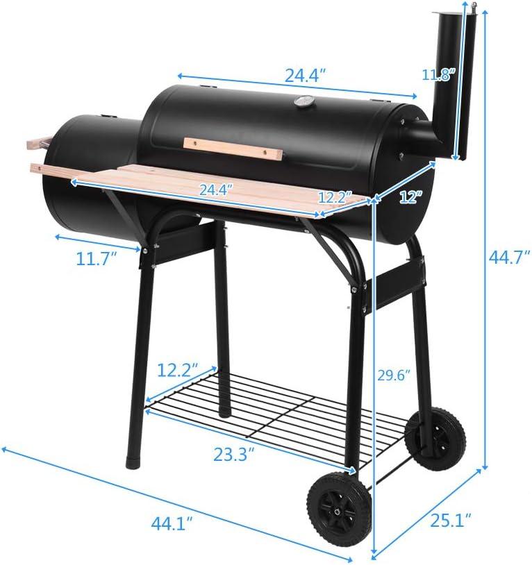 SamyoHome Charcoal BBQ Grill Outdoor Meat Cooker Smoker Patio Backyard Black