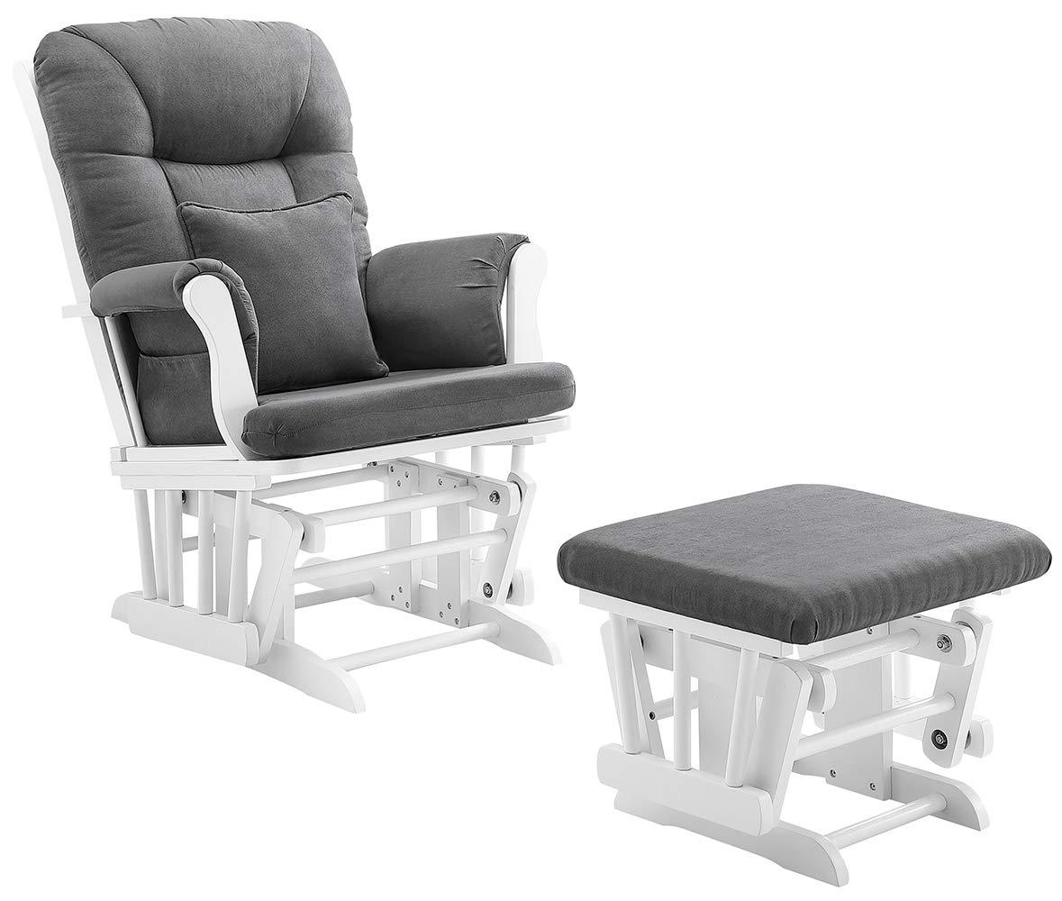 Angel Line Monterey II Glider and Ottoman, Black Finish with Dark Gray Cushions